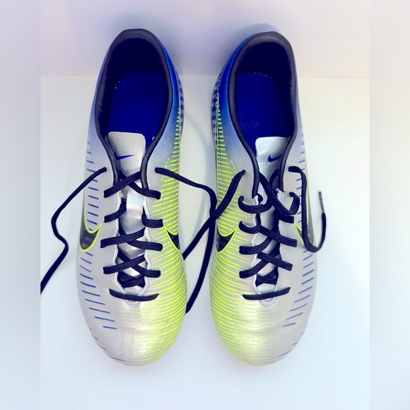 Nike - MercurialX Vortex Iii NJR FG Junior/Youth - Blue & Silver Athletic Cleats - Picture 6 of 12